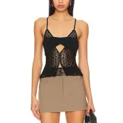 Bec + Bridge Breeze 'Layered' Black Sheer Lace Top Size S - NWT