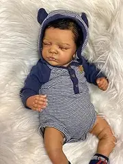 Pinky Reborn 19Inch Black Baby Dolls That Looks Real Lifelike Silicone Reborn Baby Boy Realistic Reborn Baby Dolls Newborn Baby