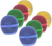 Kisangel 8Pcs Microphone Grill Mesh Cover Replacement Durable Mic Head for Professional Look for Musicians and Podcasters Easy Installation Colors