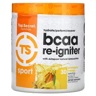 [iHerb] Top Secret Nutrition Sport, BCAA Re-Igniter with Astapure Nautral Astaxanthin, Pineapple Mango, 9.84 oz (279 g)