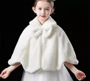 Girls Kids White Wedding Dress Cape Party Faux Fur Warm Shawl Wrap Scarf Stole