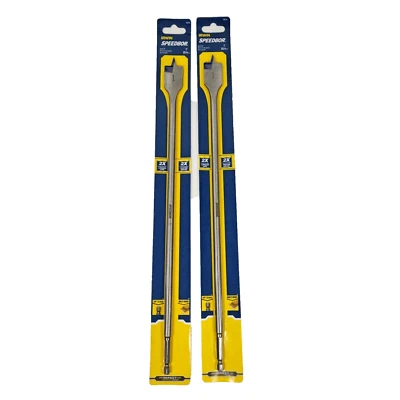 2 Pack Irwin 1" x 16" Long Spade Paddle Flat Drill Bit Speedbor Impact 88716