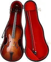 Cello Model Ornament, Wooden Small Instrument Craft Ornaments, Cello Instrument Model with Case for Decoration