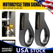 White/Amber Switchback LED Dynamic Turn Signal DRL For Motorcycle Light Pair