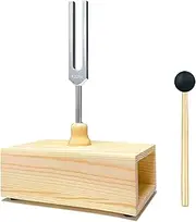 432 Hz Tuning Fork Silver&Wood Color Resonance Tuning Fork for Sound Healing,Tuning Fork Resonance Teaching, Hearing Tests, with Resonance Box