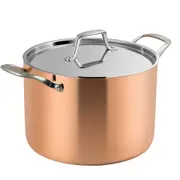 Lassani Tri-Ply Copper 24cm Casserole Stock Pot Lid Cookware Induction S/steel