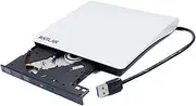 Ultra Thin Portable External DVD Optical Drive, White Pop-up Mobile USB 3.0 8X DVD+-RW 24X CD ROM Burner Player for Windows 7 8 10 Mac OS Laptop & Desktop Computer for HP Dell Asus Acer Sony Laptops