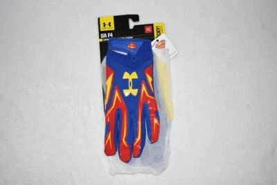 Under Armour Alter Ego SUPERMAN F4 Receiver Gloves Adult Royal/Red NWT