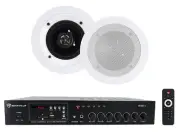 Rockville RCS80-1 70v Commercial Amplifier w/Bluetooth+(2) 4" Speakers in White