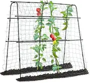 FOLLOOK Garden Cucumber Trellis for Climbing Plants Outdoor, 5ft Tall Pea Tunnel Arch U-Shape Plant Support Tomato Grape Vegetables Squash Trellis for Raised Bed, Black