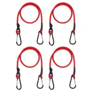4 Pack Bungee Cords with Hooks 20" Straps Strong Elastic Rope Red