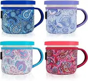 4 Pack Reusable Ice Cream Neoprene Sleeves with Handle,Neoprene Insulated Sleeves for Ninja Creami Pints,24oz Insulated Sleeves for NC501 NC500 AMZ Series (24oz,Paisley)