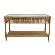 New Bahama 137x80cm Bamboo Console Table w/Glass Top Rectangle Furniture Natural