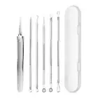 6pcs Blackhead Remover Spot Acne Pimple Extractor Tweezer Facial Tool Kit