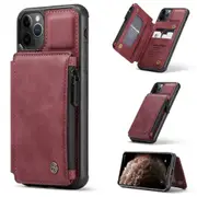 CaseMe Shockproof iPhone 11 Pro Max PU Leather Case Cover Wallet Apple [Wine]