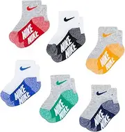[Nike] Baby Lightweight Ankle Socks 6 Pack (Grey(NN0659-U10)/R_O, 2-4 Years)