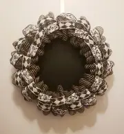 Farmhouse Inspired Chalkboard Wreath - Deco Mesh and Ribbon