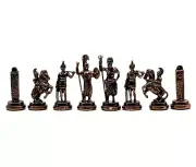 Handmade Metal Chess Pieces, Greecein Chess Pieces, Copper Metal Chess Pieces