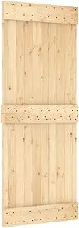 vidaXL Narvik Pine Sliding Barn Door-Brown Natural Wood-80x210cm for Modern Home-Untreated Solid Timber for Bedroom/Kitchen, Space Efficient