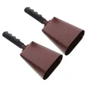 2 Pcs Elder Cow Bells for Football Game Hand Percussion Cowbells