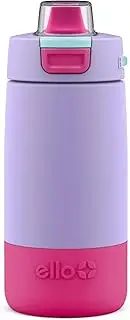 Ello Kids Colby 12oz Stainless Steel Insulated Water Bottle with Straw and Built-In Silicone Coaster Carrying Handle and Leak-Proof Locking Lid for School Backpack, Lunchbox, and Outdoor Sports, Lilac