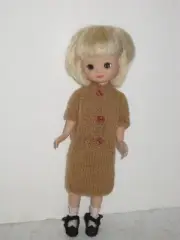 Hand Knit Brown Skirt and Short Sleeved Sweater for Tiny Betsy Mccall