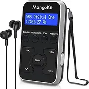 Small Portable Mini DAB/DAB+/FM Radio, Digital Pocket Radio with Headphones, Rechargeable Battery for Sports, Running, Walking, Jogging or Cycling, Black Silver