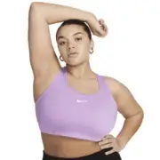Nike Swoosh Women's Medium-Support Padded Sports Bra Plus Size Rush Fuchsia/W...