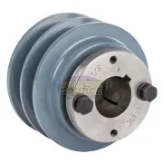 Cast Iron 3.5" Dual Groove Pulley 2 Belt B Section 5L with 1-1/8" Sheave Bushing