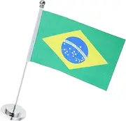 Homoyoyo Small Brazil Desk Flag with Base Polyester Flag for Easy Cleaning Compact Design for Home Restaurant and Event Decor Quick Installation for Tabletop Display