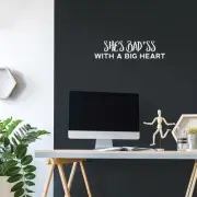She's Bad*ss with A Big Heart - White 6" x 25" Wall Art Decal Vinyl Sticker