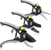 3PCS Garden Shears Set with SK5 Blades, Bypass Pruning Shears & Anvil Pruners