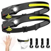 USB Rechargeable LED Sensor Headlamp XPE+COB Headlight Torch Light fishing