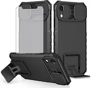 Asuwish Phone Case for iPhone Xs X 10 10s with Screen Protector and Slide Camera Cover Kickstand Stand Protective Cell Accessories iPhoneX iPhoneXs iPhone10 i PhoneX SX 10x 10xs X’s Women Men Black