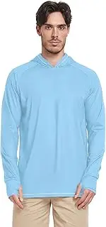 [Caihoyu] Sun Shade Hoodie for Men UPF 50 Long Sleeve + Sun Shirt with Hood Quick Dry UV Hooded Rashguard for Men Beach Sweatshirt