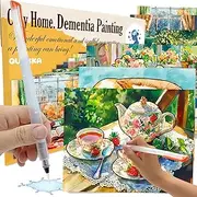 QUOKKA 10PACK Water Painting Dementia Activities for Seniors – Cozy Home Edition – Alzheimers Products for Elderly - Activities for People with Dementia - Crafts for Seniors