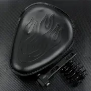 Black Flame Solo Driver Seat w/ 3'' Spring Mounting Kit Fit For Bobber Chopper