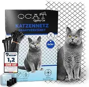 QCAT 7-in-1 Cat Net for Balcony, Extra Reinforced Wire, Universal, No Drilling, Adaptable, Balcony Net, Window Protection, Cat Grid, Cat Protection for Cats for Windows Balcony (6 x 3 m, Black)