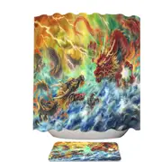 Cool Fantasy Fire vs Water Encountering Dragons Shower Curtain