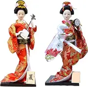 Set 2 Pieces Traditional Japanese Dolls Geisha Girl Geiko Kimono Ancient Doll Home Collection Art Decoration,A1,12 inch/4161 (Color : E12, Size : 12 inch)