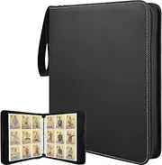 Card Binder 900 Capacity Black, Premium Zipper Trading Card Organizer with 9 Pocket Pages, Holds 900 Sports/MTG Cards, Durable Leatherette Storage Binder with Reinforced Edges