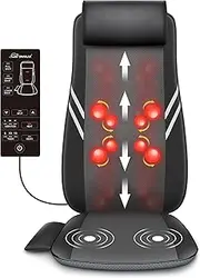 Snailax Full Back Massager With Heat-Shiatsu Massage Chair Pad With 8 Flexible Massage Nodes, Kneading Chair Massasger For Neck And Back Pain Relief For Chair/Seat Use