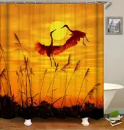 Sunset Flying Storks Shower Curtain