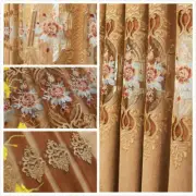 Chenille Embroidery Curtains Blackout Heat Insulation Tulle Drape Eyelets