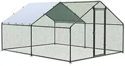 LUXI Upgraded-Durable Chicken Run Coop Large Rabbit Hutch with Waterproof anti-UV Cover for Ducks and Small Poultry, Hot-dip Galvanized & Plastic Coating Steel Hen House for Outdoor,Farm-300x400x200cm