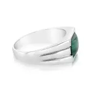 Sterling Silver 2.35 Carat Malachite Gents Ring, T