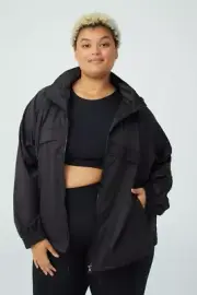 Cotton On Women's Hooded Anorak Jacket Black Size 16/18 NWT