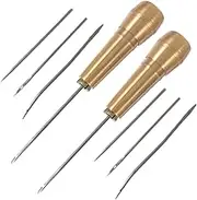 DOITOOL Leather Craft Tool Set 2 Sets of Solid Metal Tailors Awls Prickers for Shoes Repair Diy Sewing Kit