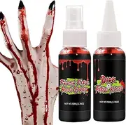 Halloween Fake Blood Makeup Kit - 2X Makeup Blood - Realistic Washable Blood for Vampire, Zombie Cosplay, Clothes Face Body Paint