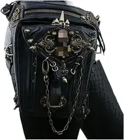 Leather Studs Women's Drop Leg Bag Retro Rock Belt Bag Men's Motorcycle Crossbody Bag Shoulder Bag Phone Bag